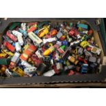 Two trays of loose playworn diecast, to include Matchbox 1-75 scale, plus Corgi Husky etc