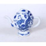 A Chinese export blue and white teapot, decorated with a four-clawed dragon, four character mark