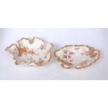 A Royal Worcester porcelain floral decorated leaf dish, RD No.68830, 24cm; together with one other