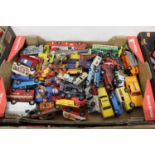 Two boxes of assorted playworn loose diecast, largely being Matchbox