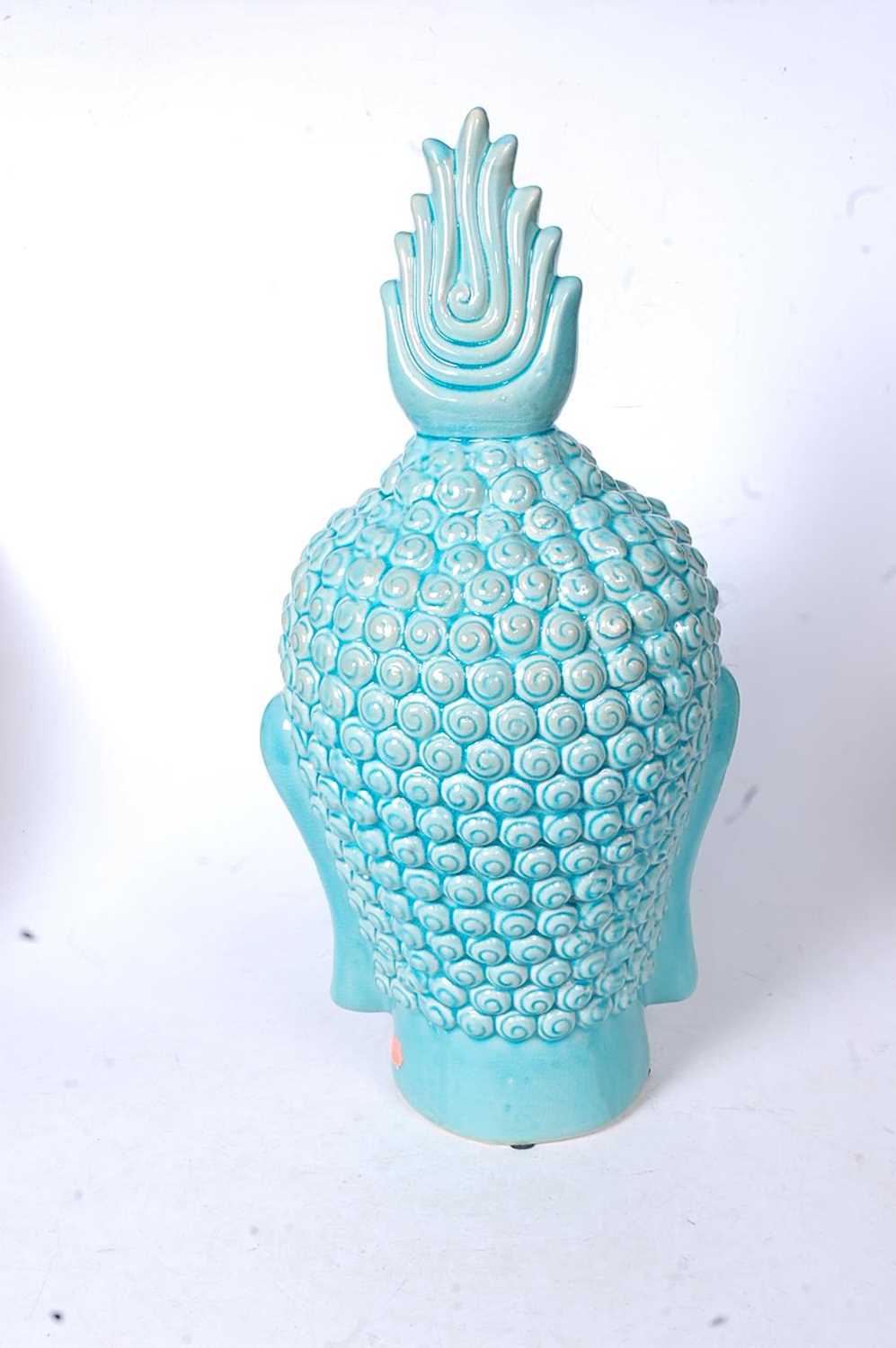 A large modern turquoise glazed ceramic bust of Guanyin, h.52cmCondition report: Consistent - Image 2 of 3