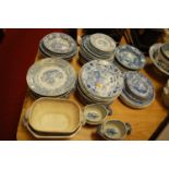 A large collection of assorted 19th century and later blue and white transfer printed tablewares,