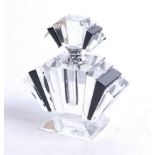 An Art Deco style black tinted and clear glass fan shaped scent bottle, height 12cmCondition report: