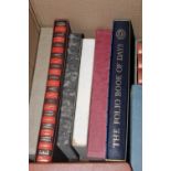 A box of sundry Folio Society books to include The Reign of Henry VII, Elizabeth I, The 12 Caesars