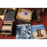A small quantity of popular and classical records, 38 and 45s; together with a box of 7" singles