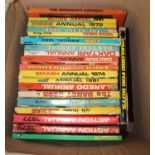 Two boxes of children's annuals to include Rawhide, The Children's Own Book etc