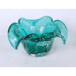 A 20th century Italian green glass bowl, h.9.5cm