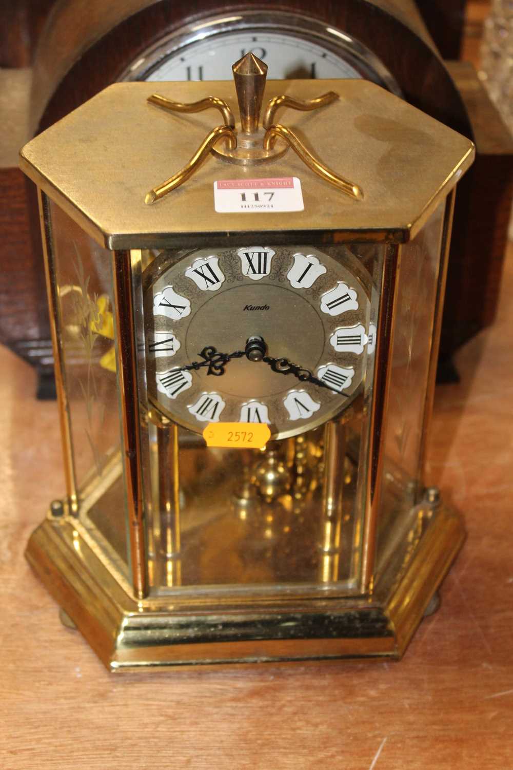 A Kundo brass cased anniversary type clock having a circular dial with raised Roman markers, - Image 3 of 4