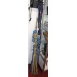 A collection of assorted fishing rods and whips to include a Master Caster beech rod, Carbon 11ft