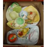 A box of miscellaneous mainly Carltonware china, to include fruit cruet, preserve jar and cover,