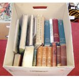 a box of miscellaneous books to include The Collected Poems of Ella Wheeler Wilcox, in three leather