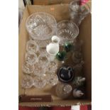 A box of mixed effects to include Stuart pedestal cut crystal glasses, Edinburgh crystal table
