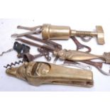 A collection of miscellaneous items to include brass barrel corkscrew, various other corkscrews,