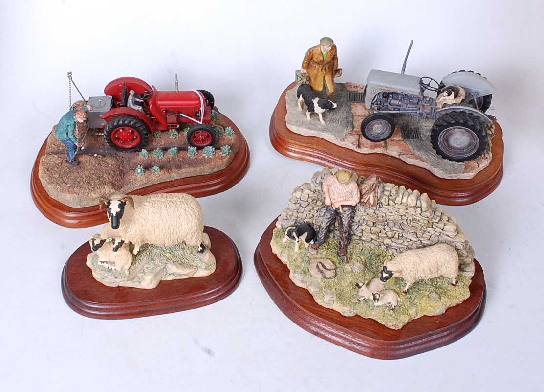 A collection of four Border Fine Arts figures to include Early Start, JH91B, Tractors Tattie