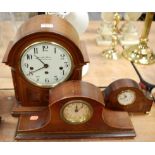 A mahogany cased dome top mantel clock, the circular dial with Arabic numerals, signed Seth