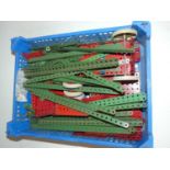 Two trays of used Meccano parts, to include wheels and angles