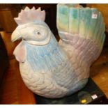 A contemporary polychrome painted hardwood model of a cockerel