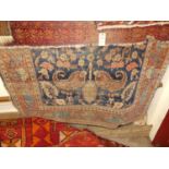 A Turkish woollen blue ground prayer rug, 140 x 94cm