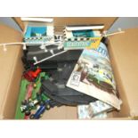 Three boxes of loose Scalextric track and accessories