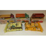 A small box of playworn Dinky toys, to include trucks, bulldozers etc