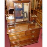 An Edwardian walnut swing mirror backed dressing chest, of two short over two long drawers, w.107cm;