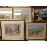 Lionel Aggett - Harvest time, pastel, signed lower left, 37x49cm, and one other watercolour by the