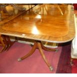 A 19th century mahogany and cross banded D-end table, having single extra drop-in leaf raised on