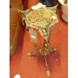 A cast pierced brass jardiniere stand, height 55cm