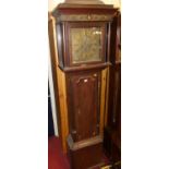 A circa 1800 provincial oak longcase clock, the square brass dial signed James Whitworth, Lussley,