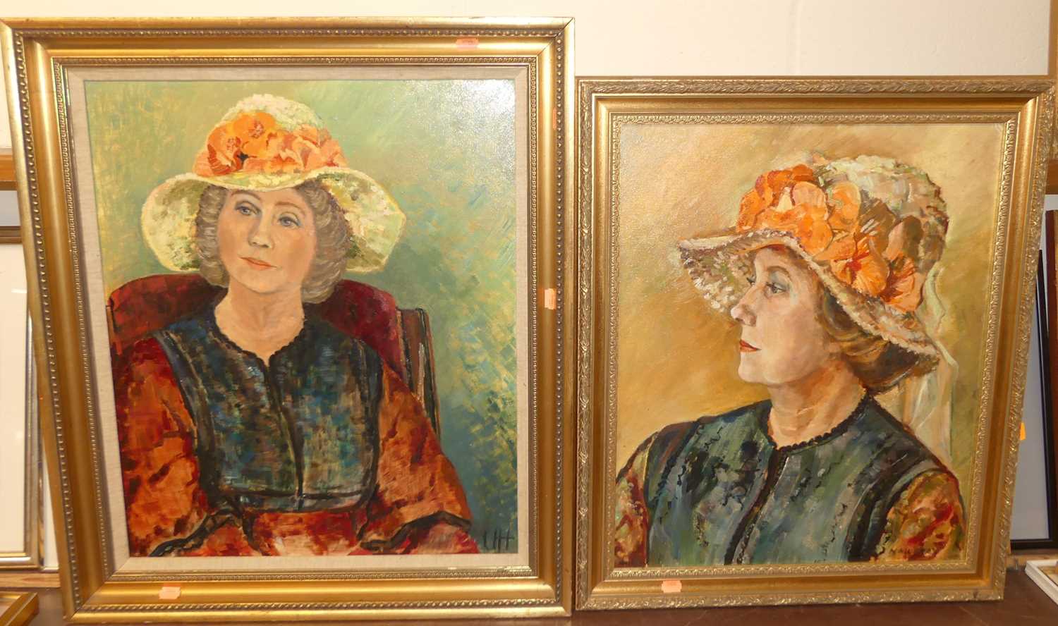 N Murray - Profile portrait of Patricia, oil on board, signed lower right, 55 x 45cm; and one