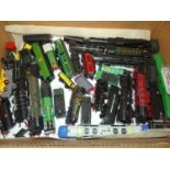 One box of plastic model tanks; and another box of loose model trains (2 boxes)