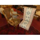 An early 20th century bentwood panelled seat elbow chair, together with Victorian upholstered