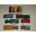 Onebox of playworn diecast vehicles, to include various flatbed trucks