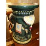 A contemporary Chinese style underglaze painted stoneware Elephant form garden seat, height 47cm