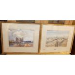 Arnold de Soet - A Country Road, and Aldeburgh, pair, watercolours, each signed lower right,