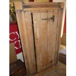 A rustic pine single door freestanding corner cupboard, with integral inner shelving, 188 x 103cm