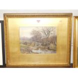 E Danny(?) - River landscape, watercolour heightened with white, indistinctly signed and dated