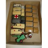 One box of Dinky playworn diecast vehicles, to include some duplicates and some repainted examples