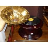 A gramophone with turntable top