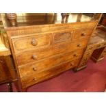 A circa 1830 mahogany and ebony strung squarefront chest, of three short over three long drawers,