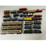 One box of mainly 00 gauge loose wagons, and three boxed Hornby locos to include Oliver Cromwell
