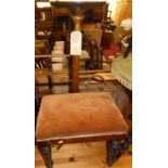 A mahogany fluted plant stand, h.95cm; together with a late Victorian mahogany dressing stool (2)