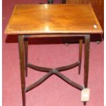 An Edwardian mahogany and satinwood cross banded rectangular occasional table, width 49cm