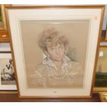 Contemporary school - pastel portrait of a woman, indistinctly signed lower left, 55x46cm