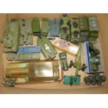 A large boxed quantity of Dinky playworn military diecast model vehicles, to include boxed French