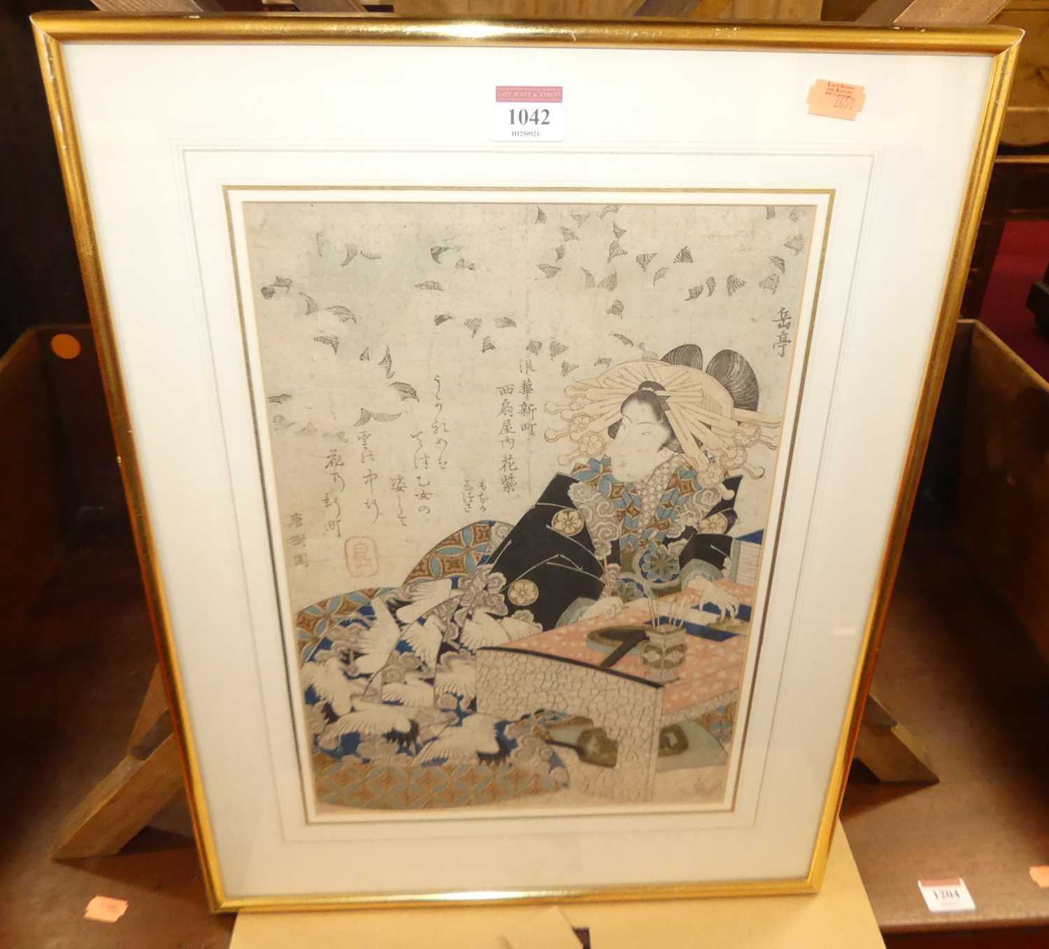 A 19th century Japanese woodblock, signed and with studio seal, 36 x 25cm