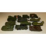 One small box of playworn mainly Dinky military model vehicles