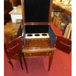 An early 20th century mahogany and flame mahogany fitted drinks cabinet by Walker & Hall, twin upper