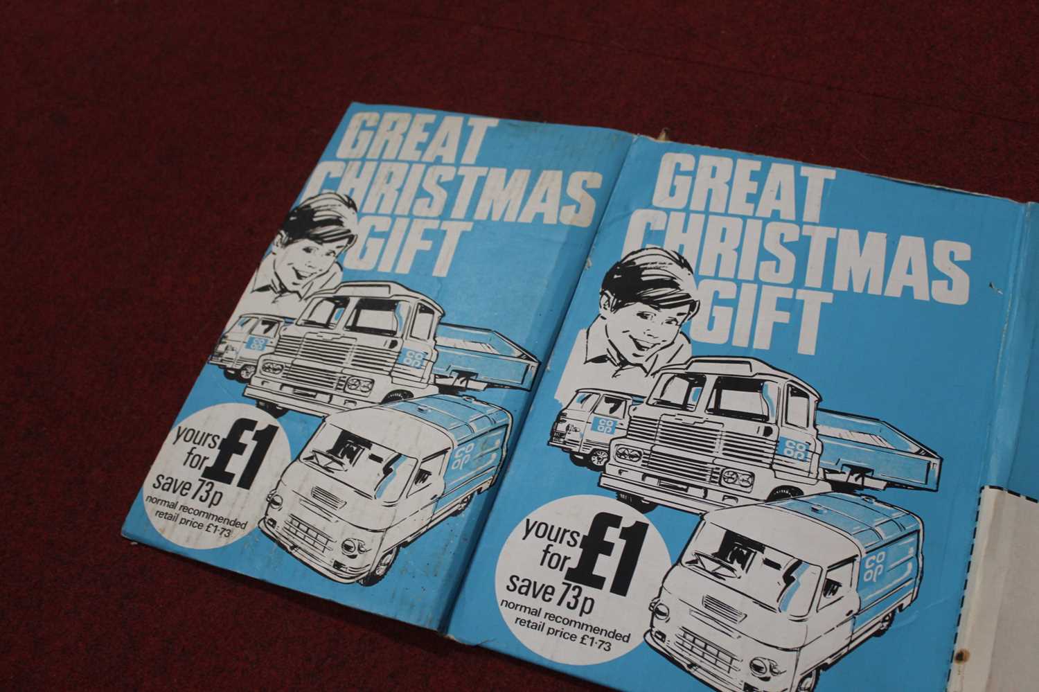 An original 1960s Corgi "Co-Op" Christmas gift set advert card and 3 models, includes Scammell - Image 5 of 6