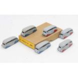 Dinky Toys 29b original Trade box containing 6 "Streamlined" buses, 3 in two-tone red and grey and 3